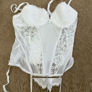 Adore Me Jasmine Unlined Corset Set $50 White 32C
